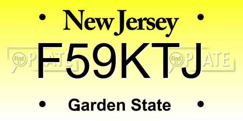 F59KTJ New Jersey License Plate