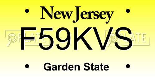 F59KVS New Jersey License Plate