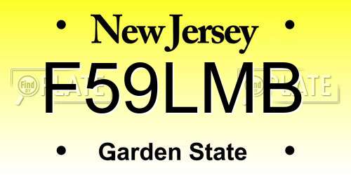 F59LMB New Jersey License Plate