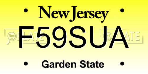 F59SUA New Jersey License Plate