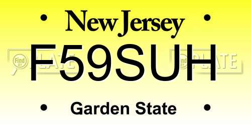 F59SUH New Jersey License Plate