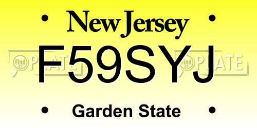 F59SYJ New Jersey License Plate
