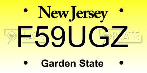 F59UGZ New Jersey License Plate