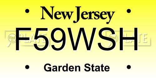 F59WSH New Jersey License Plate