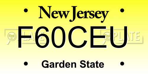 F60CEU New Jersey License Plate