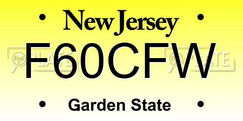 F60CFW New Jersey License Plate