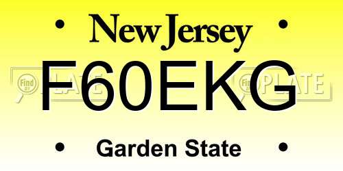 F60EKG New Jersey License Plate