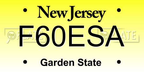 F60ESA New Jersey License Plate