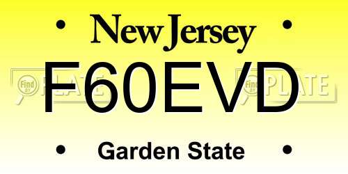 F60EVD New Jersey License Plate