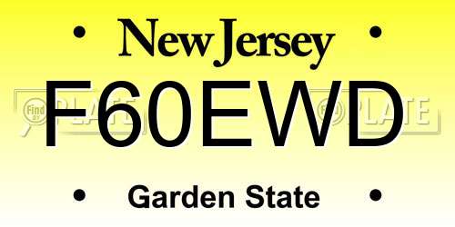 F60EWD New Jersey License Plate