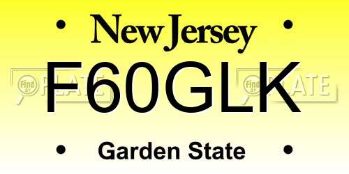 F60GLK New Jersey License Plate