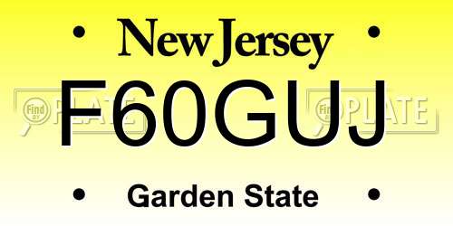 F60GUJ New Jersey License Plate