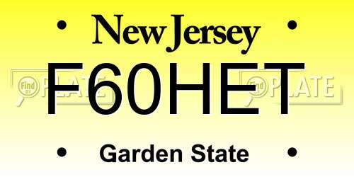 F60HET New Jersey License Plate