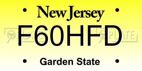 F60HFD New Jersey License Plate