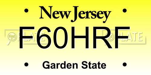 F60HRF New Jersey License Plate