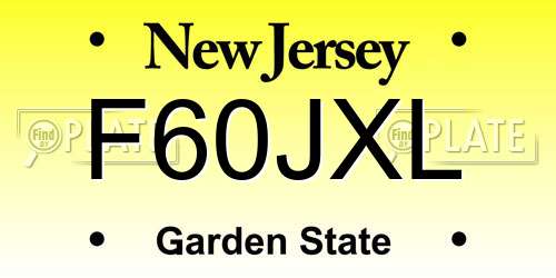 F60JXL New Jersey License Plate