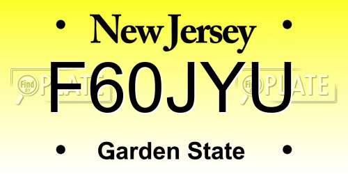 F60JYU New Jersey License Plate