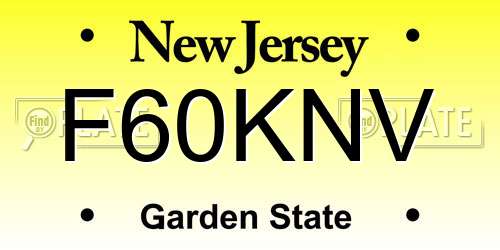 F60KNV New Jersey License Plate