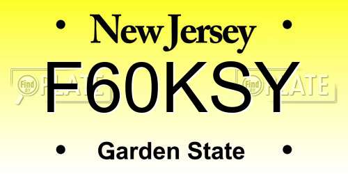 F60KSY New Jersey License Plate