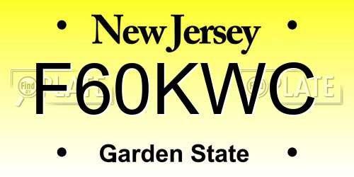 F60KWC New Jersey License Plate