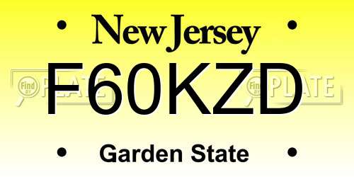 F60KZD New Jersey License Plate