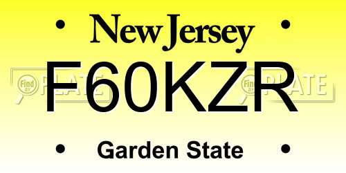 F60KZR New Jersey License Plate