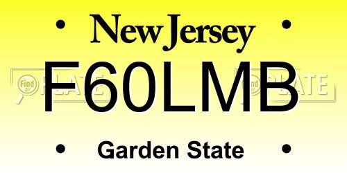 F60LMB New Jersey License Plate