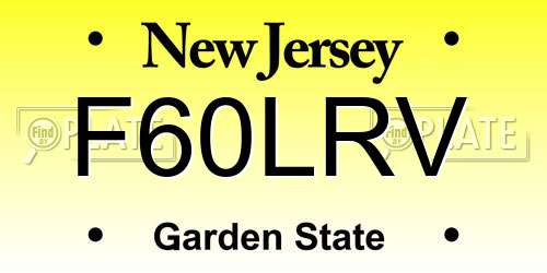 F60LRV New Jersey License Plate