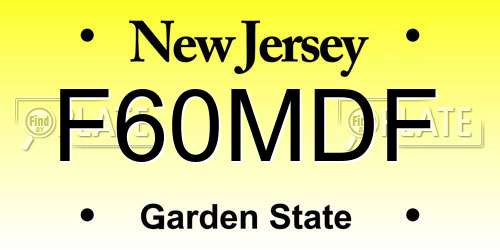 F60MDF New Jersey License Plate