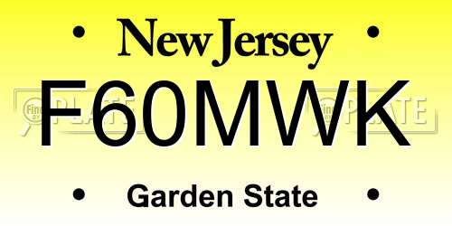 F60MWK New Jersey License Plate