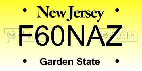 F60NAZ New Jersey License Plate