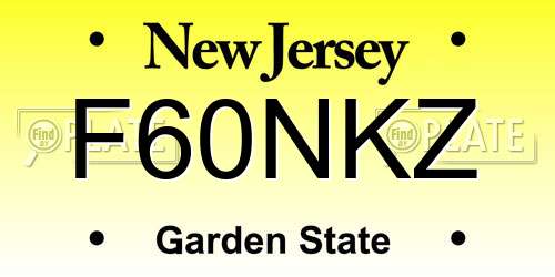 F60NKZ New Jersey License Plate
