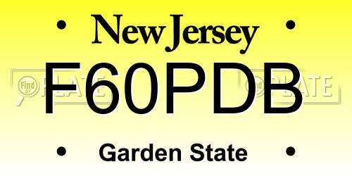 F60PDB New Jersey License Plate