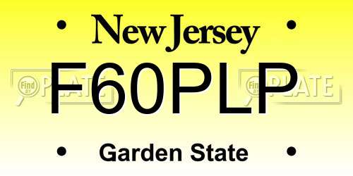 F60PLP New Jersey License Plate