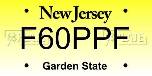 F60PPF New Jersey License Plate
