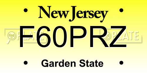 F60PRZ New Jersey License Plate