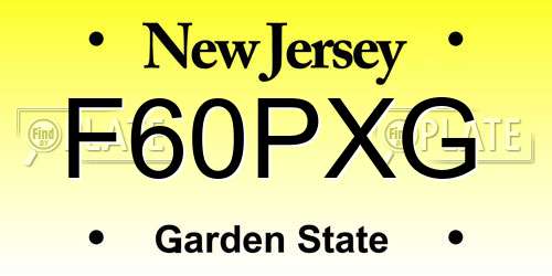 F60PXG New Jersey License Plate