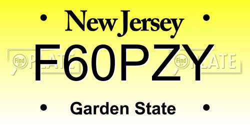 F60PZY New Jersey License Plate