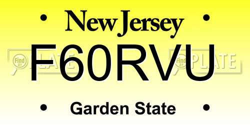 F60RVU New Jersey License Plate