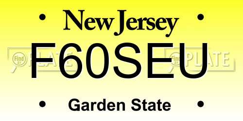 F60SEU New Jersey License Plate