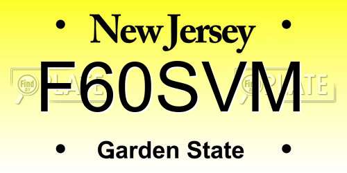 F60SVM New Jersey License Plate