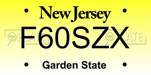 F60SZX New Jersey License Plate
