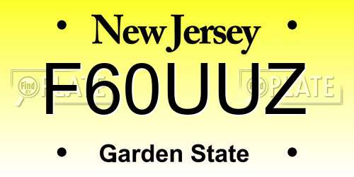 F60UUZ New Jersey License Plate