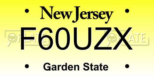 F60UZX New Jersey License Plate