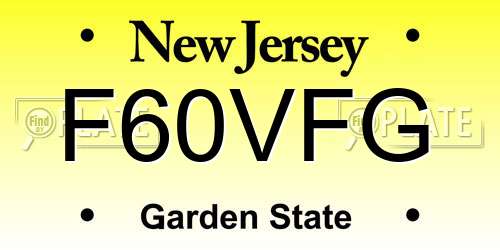 F60VFG New Jersey License Plate