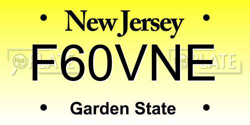 F60VNE New Jersey License Plate