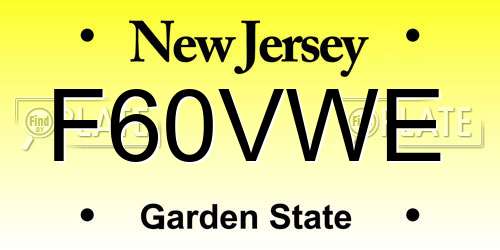 F60VWE New Jersey License Plate