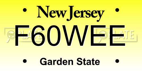 F60WEE New Jersey License Plate