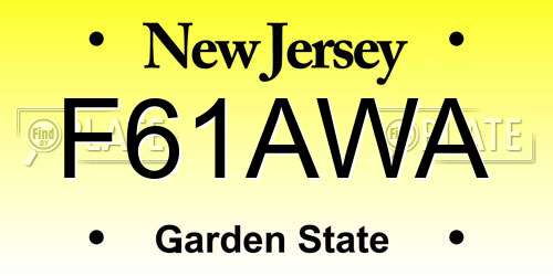 F61AWA New Jersey License Plate