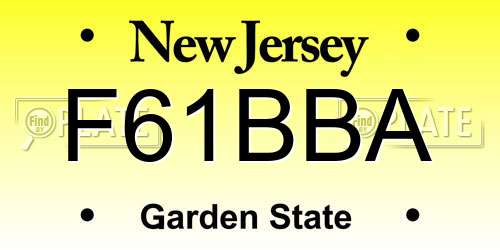 F61BBA New Jersey License Plate